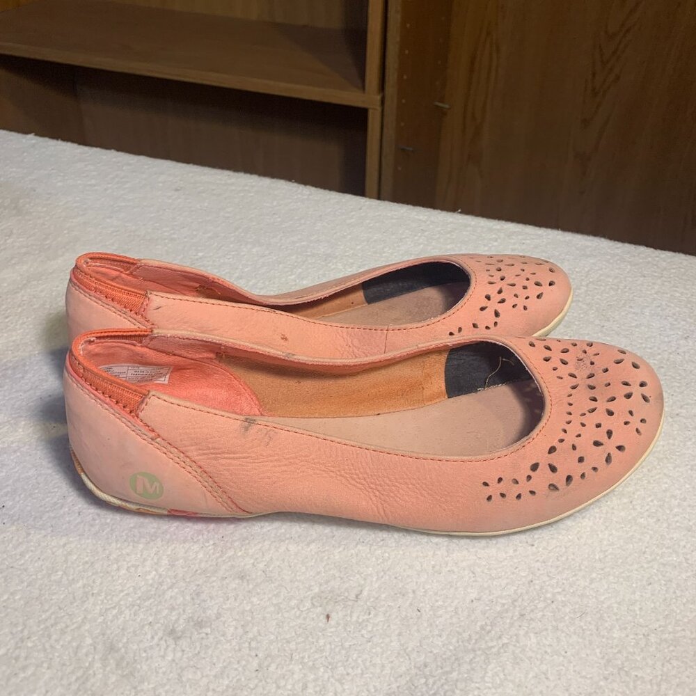 Merrell Women's Size 5.5 Mimix Haze J21896 Coral Leather Ballet Flats Slip On